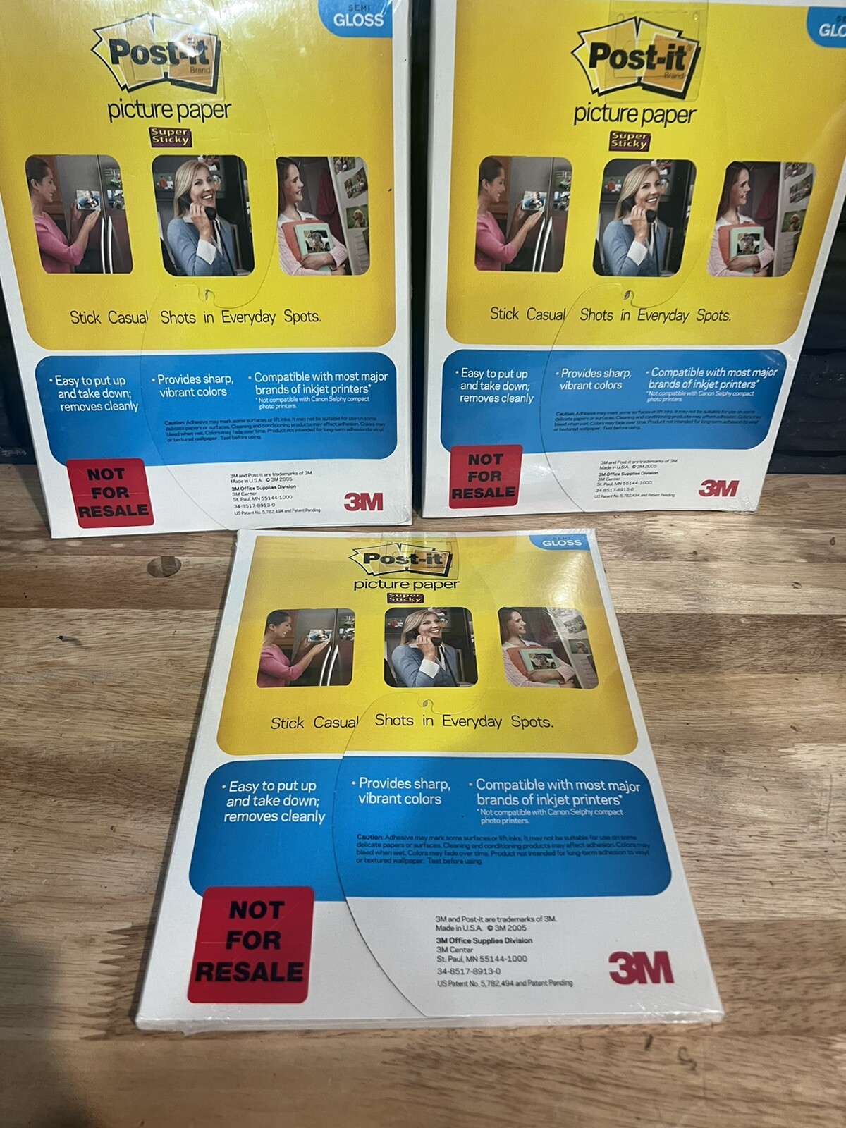 3M POST-IT PRINT PEEL & STICK 4″X6″ SEMI GLOSS PICTURE PAPER NEW QTY 3