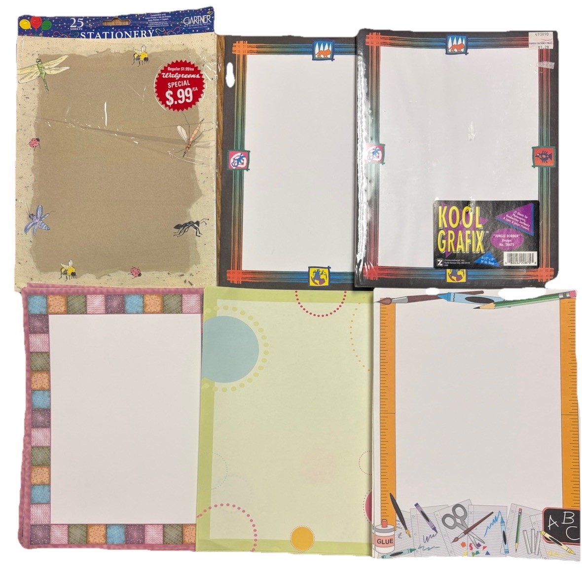 VTG Jungle Insects School Bubble Patchwork Border Paper 8 1/2×11” 150 Sheets