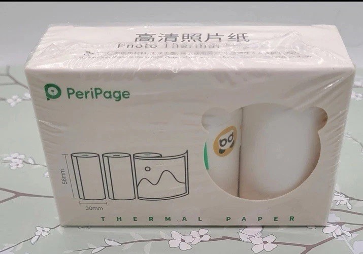 NEW PeriPage White Full Sticky Thermal Printer Paper (3) Rolls in Box TPS-WB10