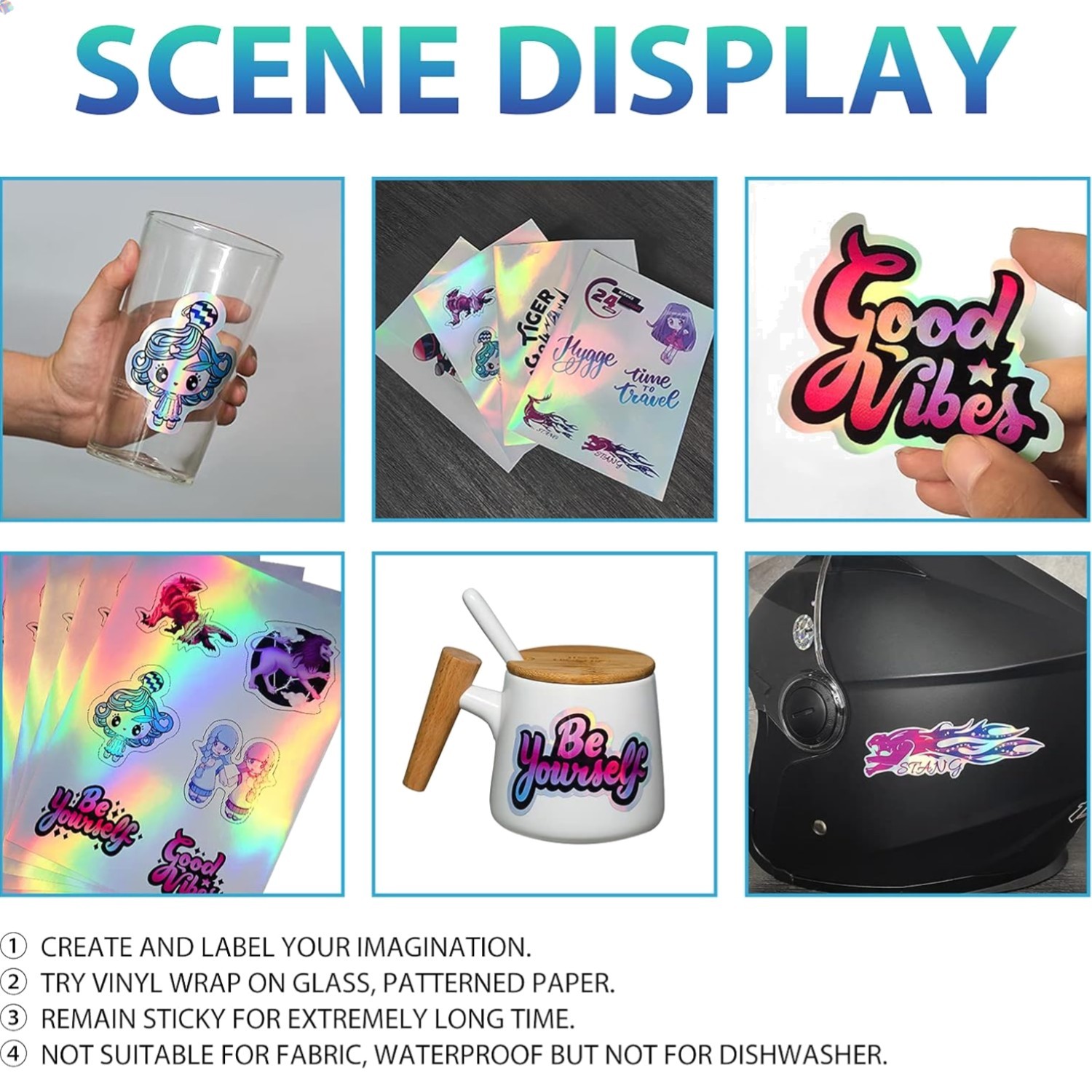 Holographic Sticker Paper for Inkjet & Laser Printer, 20 Sheets Printable Vin…