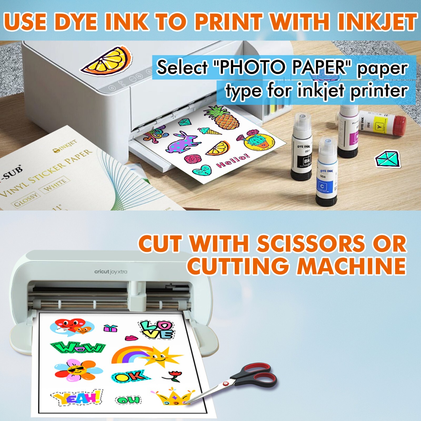 1000PK Bulk A-SUB Printable Vinyl Sticker Paper GLOSSY White Inkjet Printers