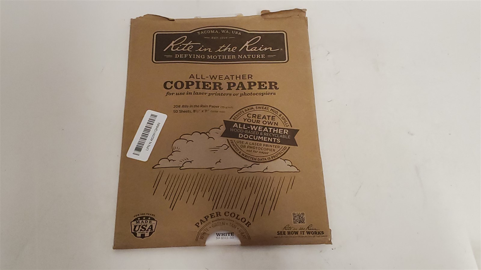 Rite In The Rain Weatherproof Laser Printer Copier Paper, 8.5″ x 11″, 50 Sheets