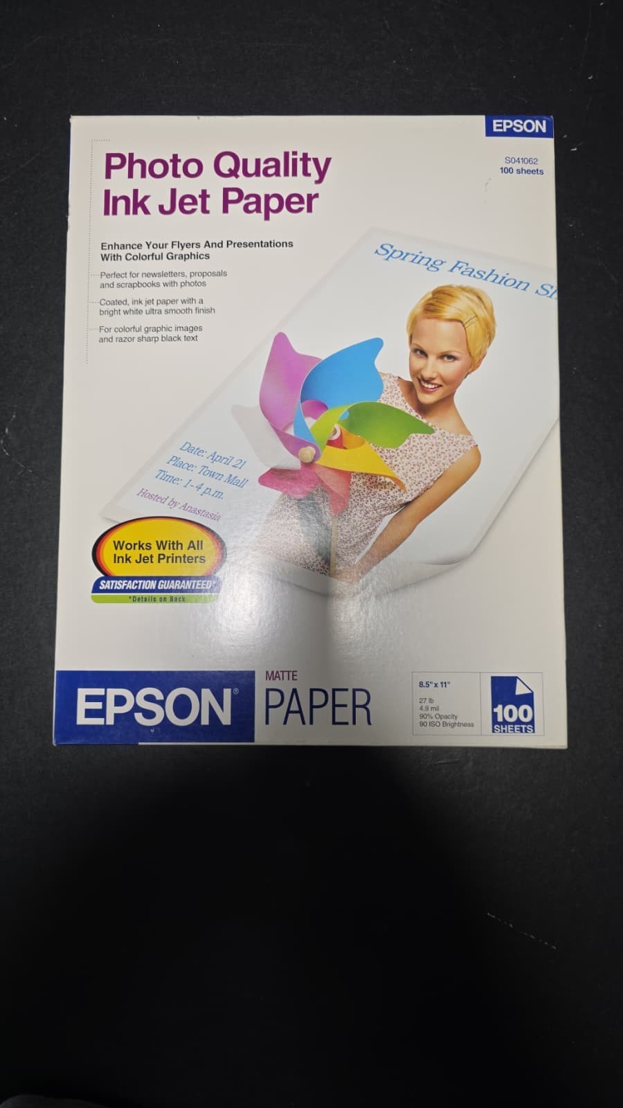 Epson Photo Quality Inkjet Paper, Matte 8-1/2″x11″ 100 Sheets “New”
