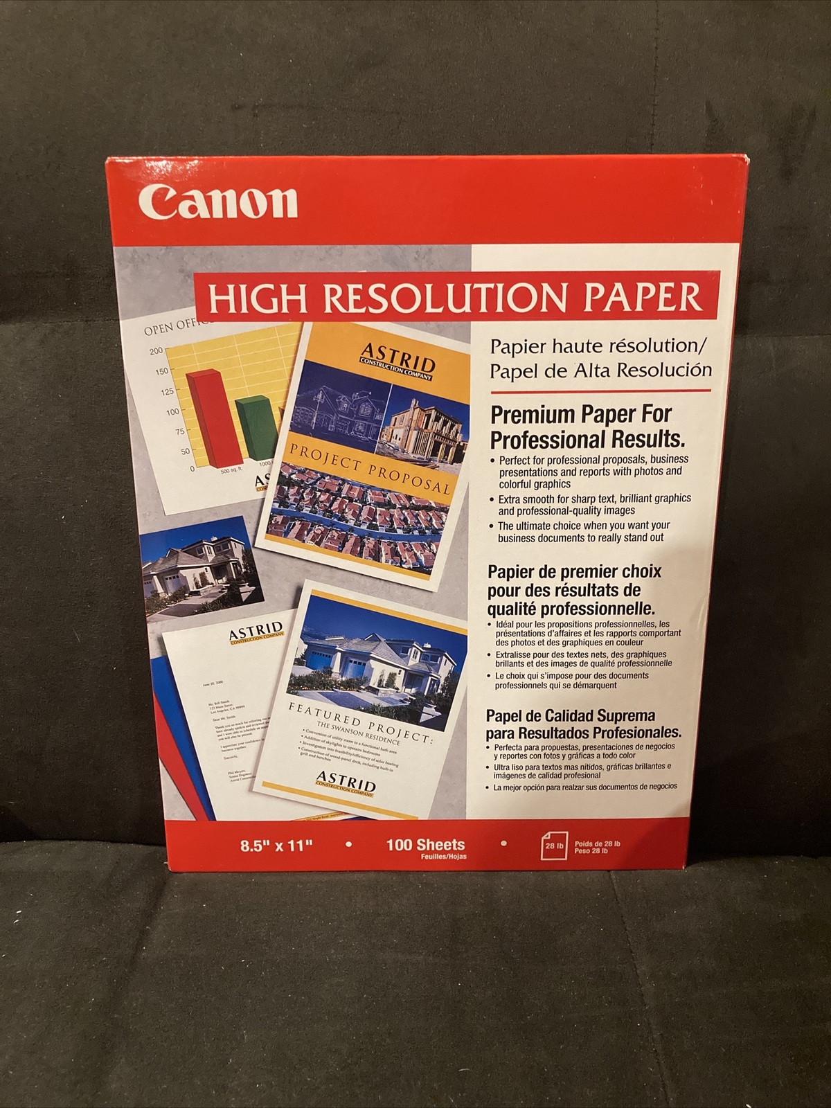Lot Of 4 Canon 1033A011 8.5″ x 11″ 100 Sheets High Resolution Paper (HR-101) New