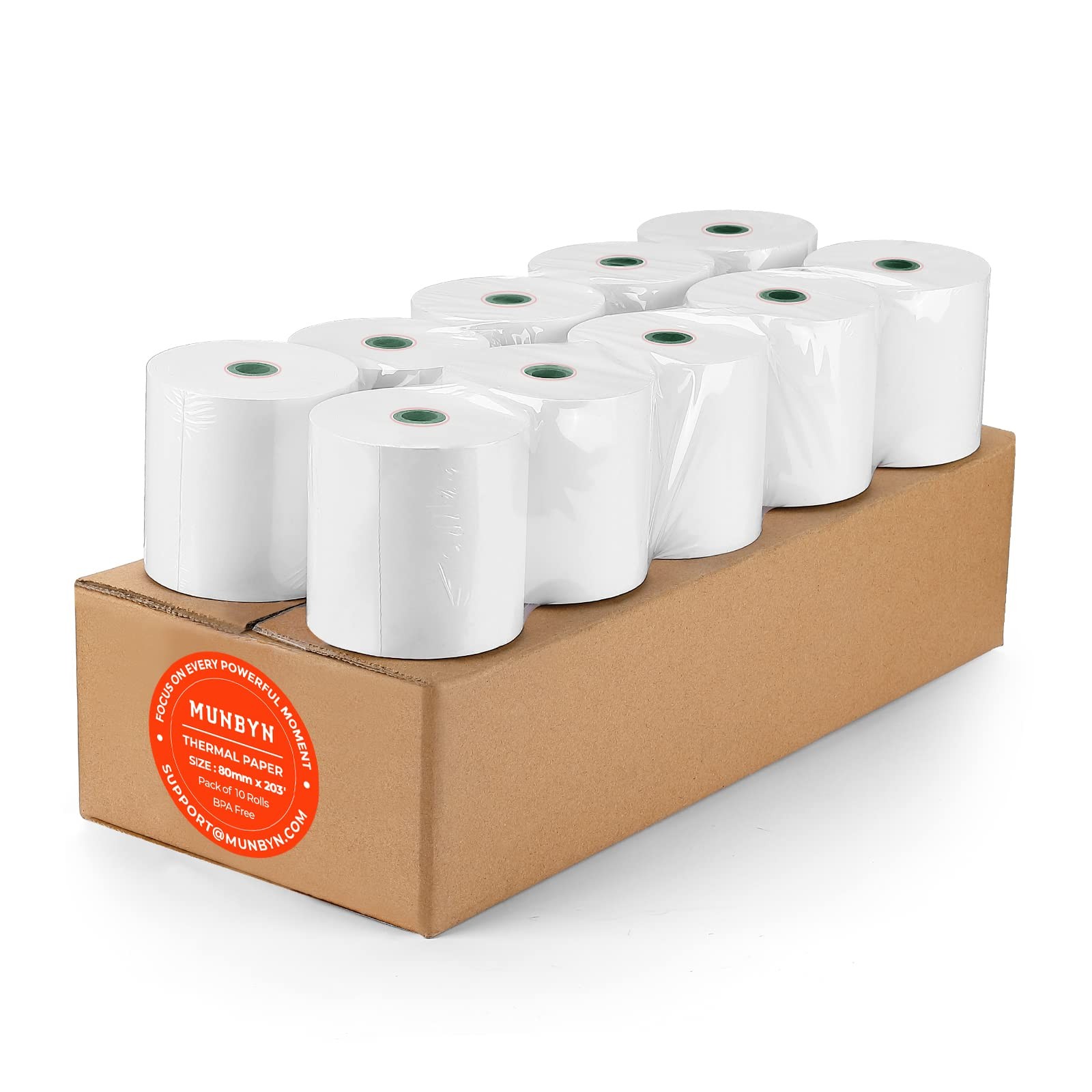 MUNBYN Thermal Paper 3 1/8 x 230ft, 10 Rolls Receipt 3 1/8″ x 230′, White