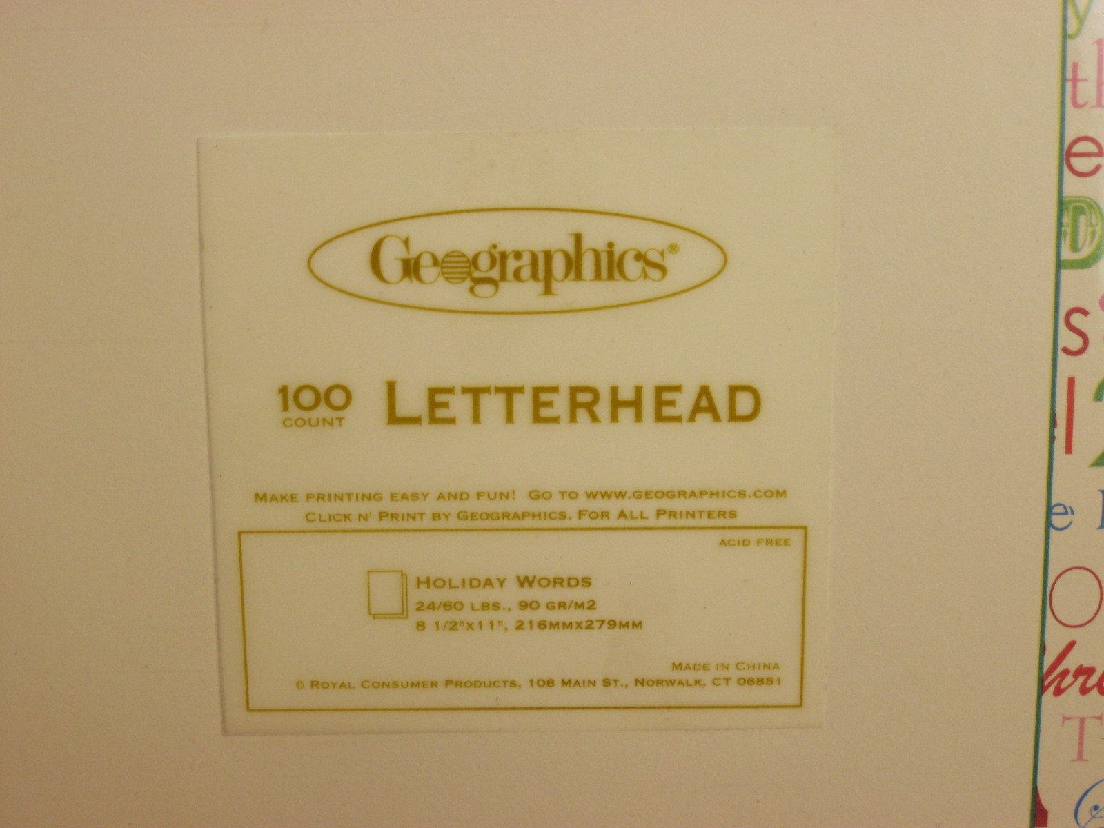 Geographics Letterhead Holiday Words Christmas 100 Count 24/60 LBS 8 1/2″ x 11″
