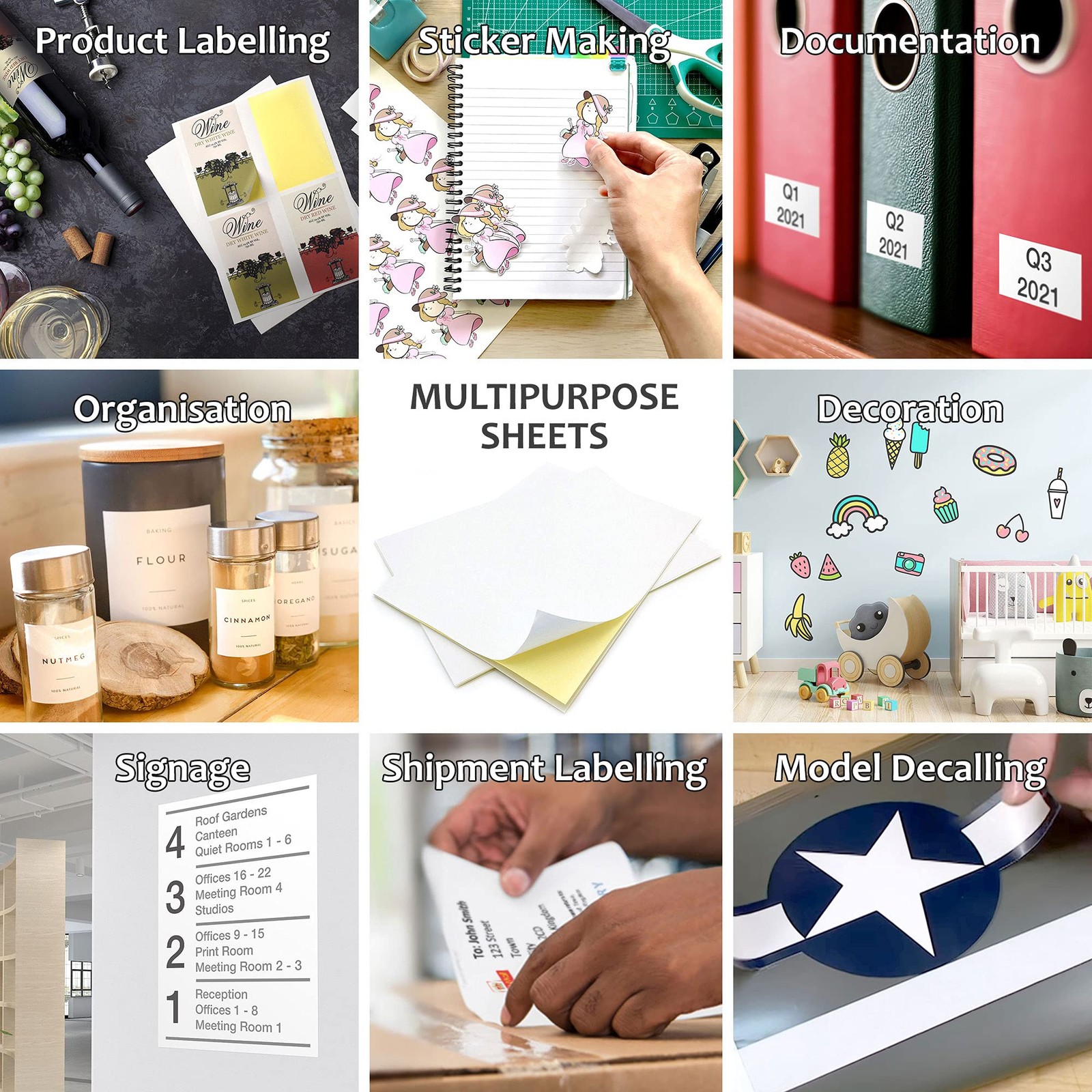 Evergreen Goods A4 100 Sheets 80gsm | Self Adhesive Sticky Matte White…