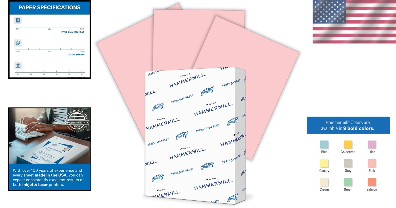 Pastel Pink Colored Paper, 500 Sheets, 8.5×11 – Eco-Friendly 30% Recycled