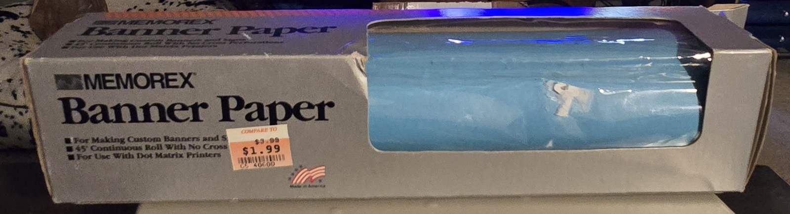 NEW IN BOX Memorex Banner Paper Bold Blue Dot Matrix Printer