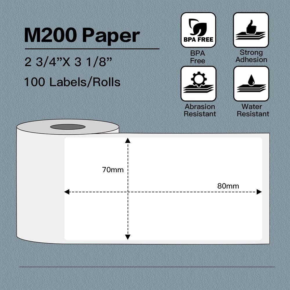 Square 70*80mm White Self-Adhesive Thermal Label for Phomemo M200/M220 Printer