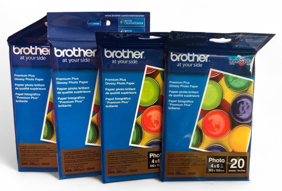 Lot of 4 Brother BP71GP20 Glossy Photo Paper 4×6” 20 Sheets Each Premium Plus