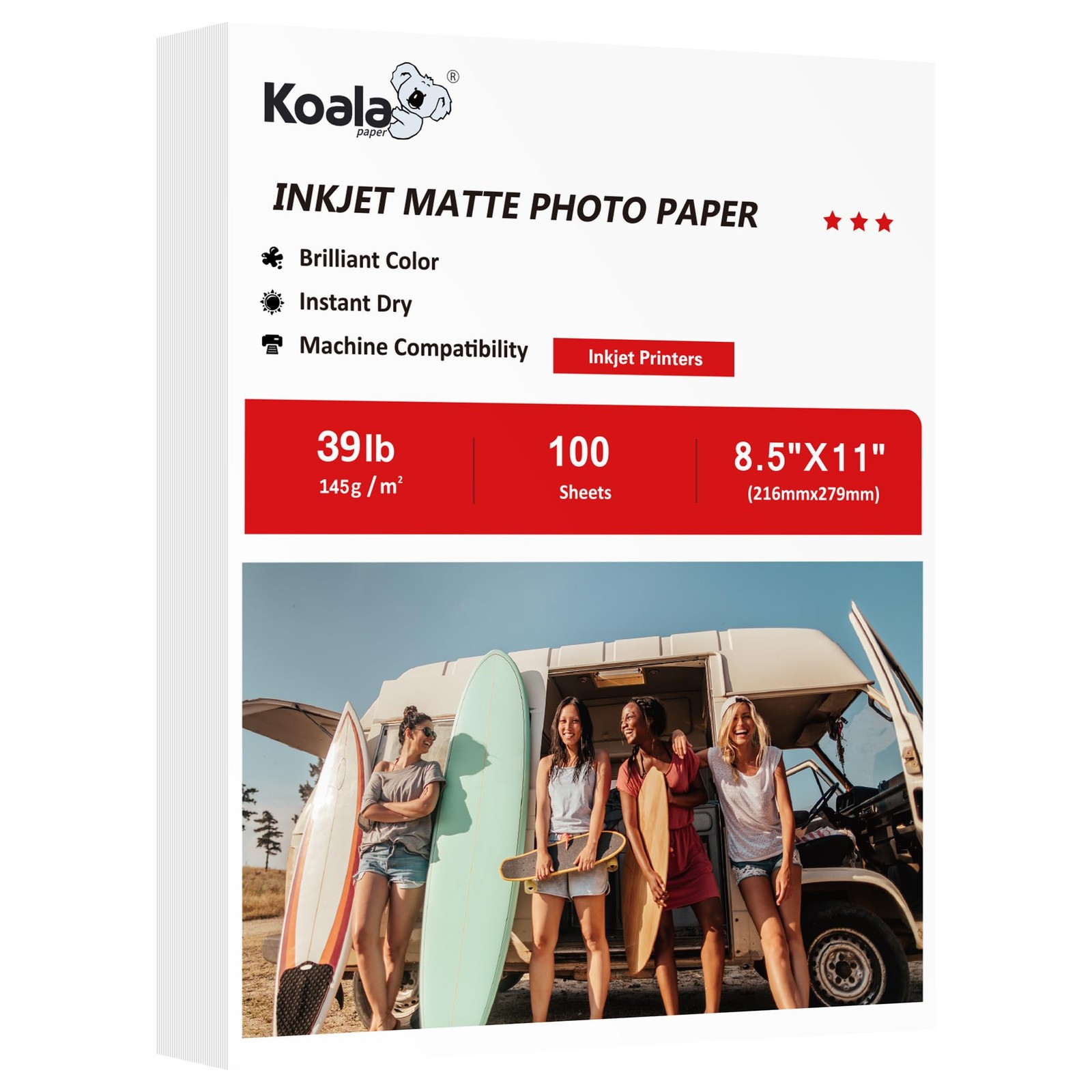 Koala Matte Coated Photo Paper Single-sided 39LB 145GSM 8.5X11 Inches Compati…