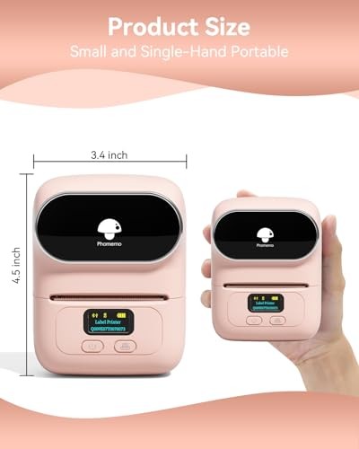 Label Printer M110 Upgraded Label Maker Baby Pink with 1 Roll of Labels