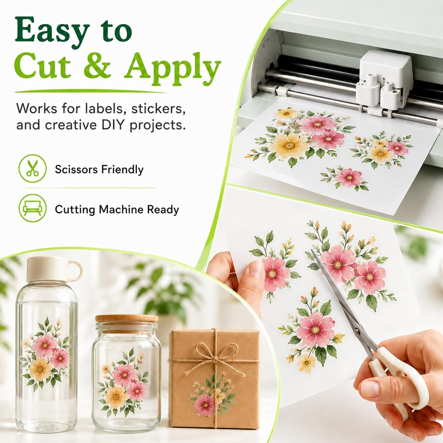 30 Sheets Printable Clear Sticker Paper for Inkjet Printer, Premium Vinyl