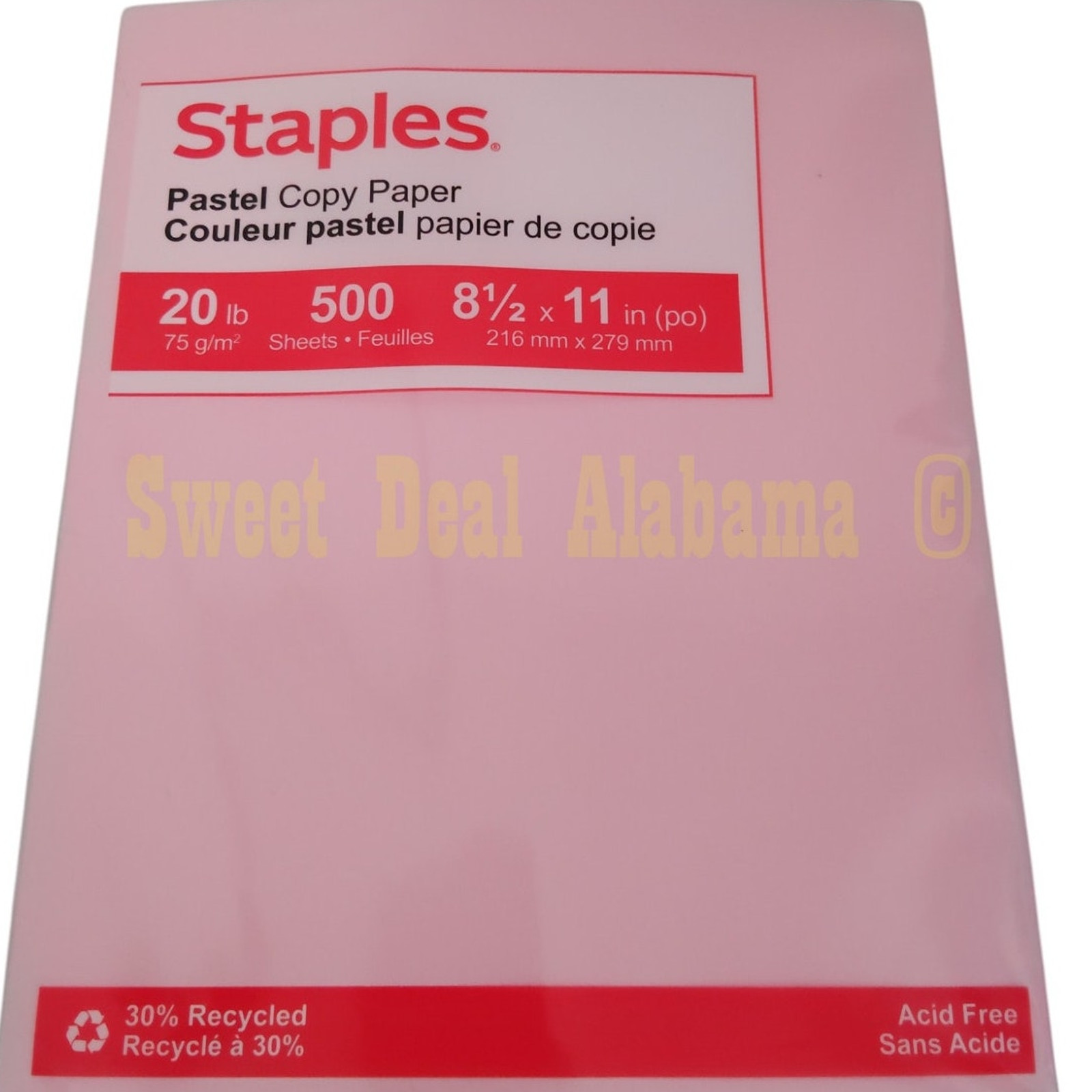 3 Reams, 1500 Pages, Staples Pastel Pink Copy Paper 8-1/2″ X 11″ No.14779