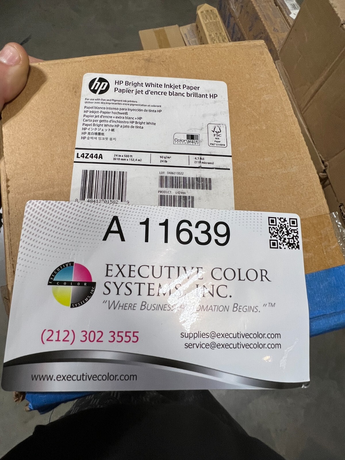 HP Bright White Inkjet Paper 24″ x 500′ Roll 4.7mil NEW IN BOX