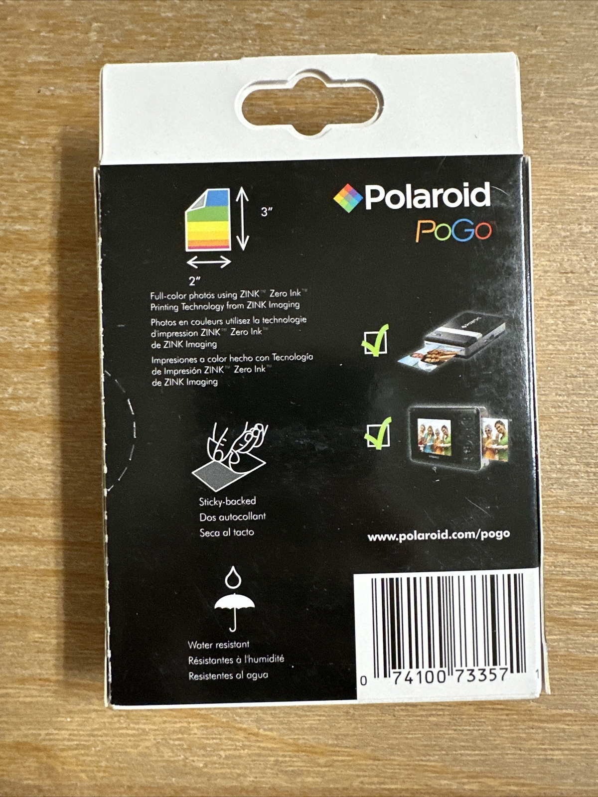 Polaroid PoGo 2×3″ Zink Photo Paper 30 Sheets New Sticky Backed Full Color
