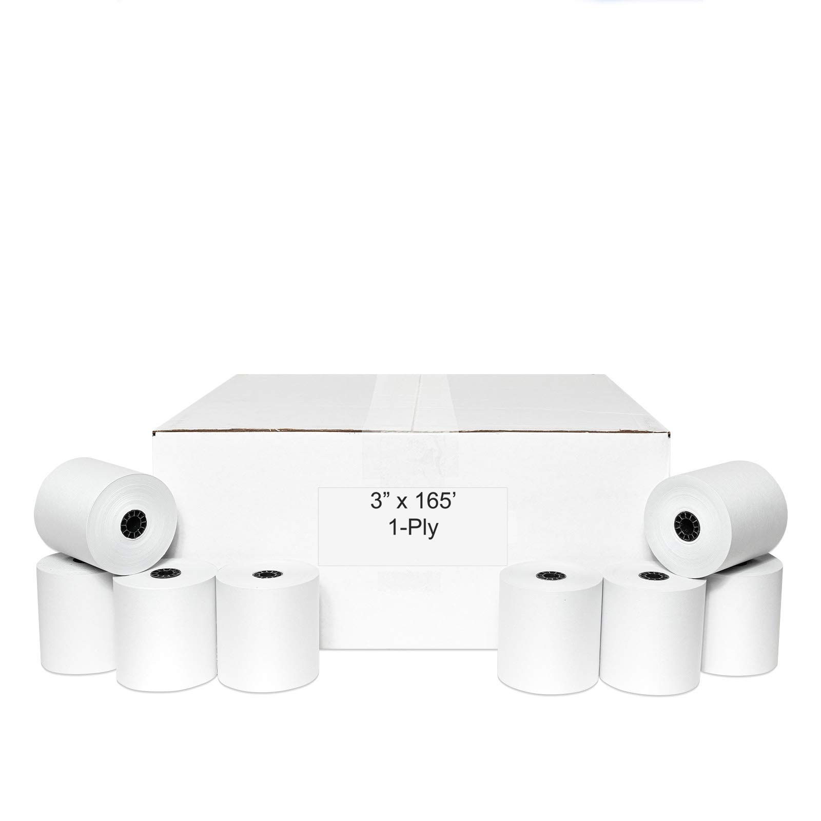 3″ x 165′ CASH REGISTER ROLLS,1 PLY BOND PRINTER x 1-Ply Bond, White