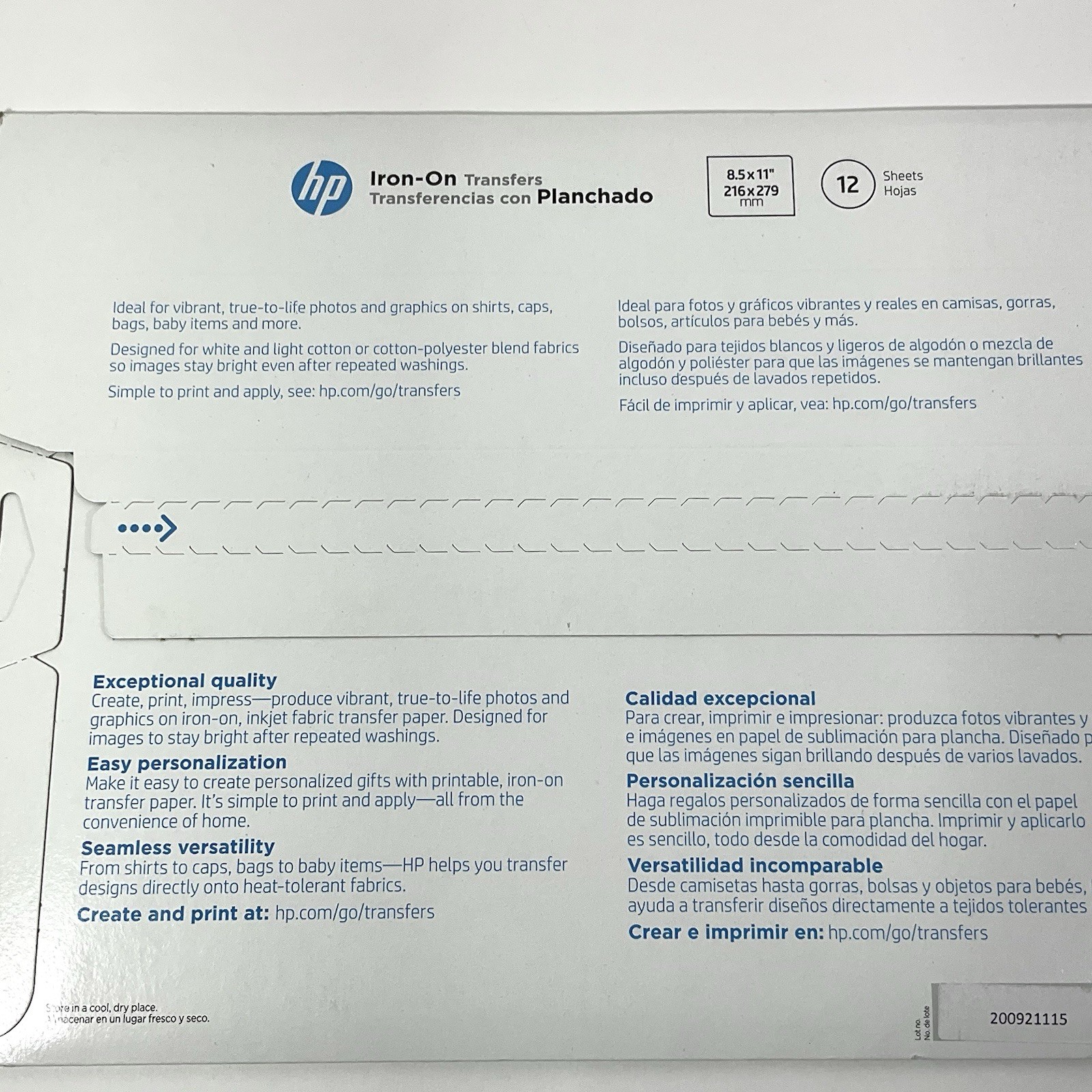 HP Iron-On Transfer Paper 12 Sheets INKJET (8.5″ x 11″) C6049A SEALED