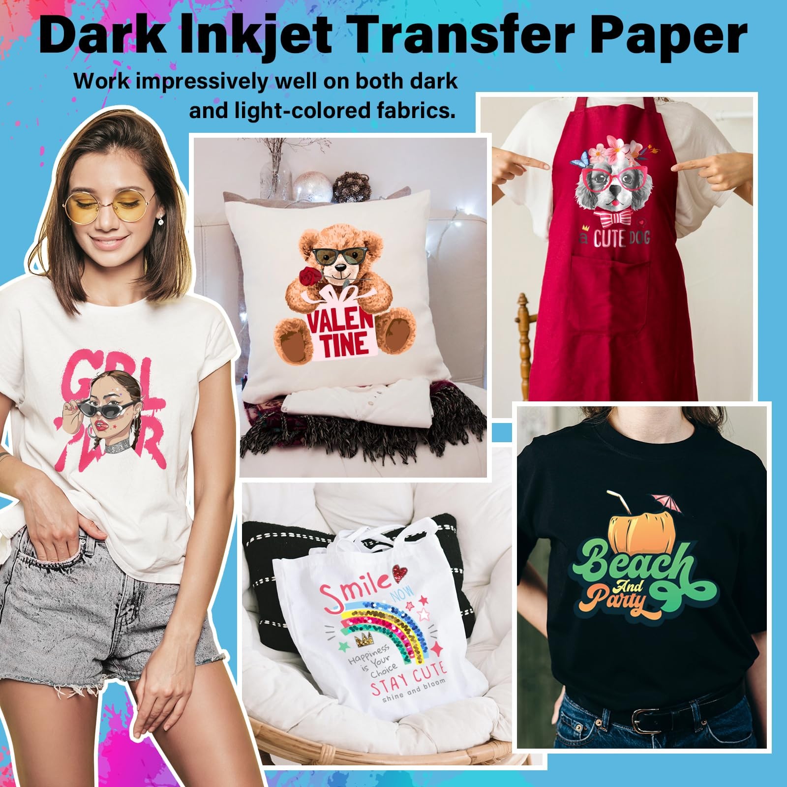 Heat Transfer Paper for T-Shirts 15 Sheets 8.3″ x 11.7″ Inkjet Compatible