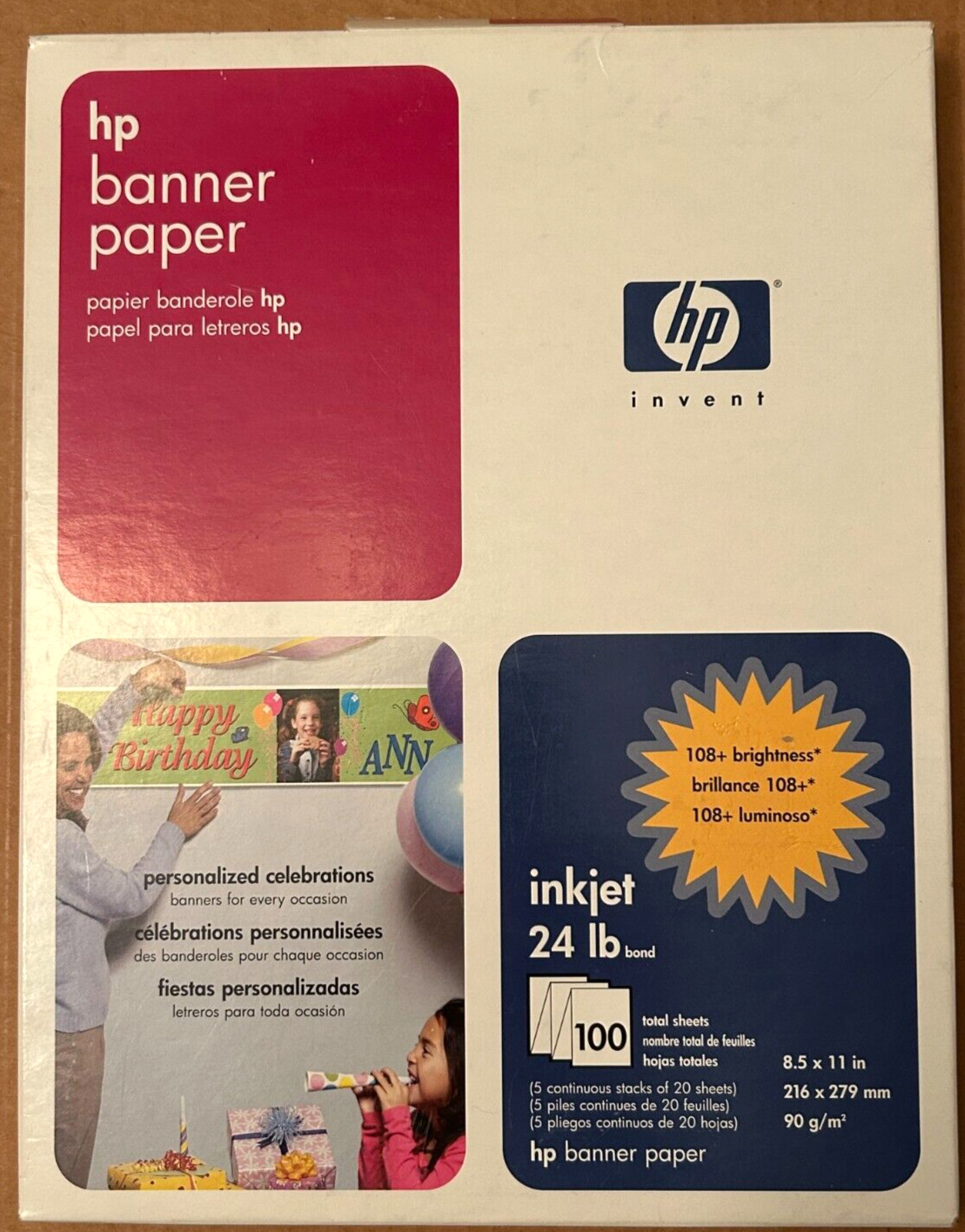 HP Banner Paper – 24lb for Inkjet Printers – Make your own Banners NEW SEALED