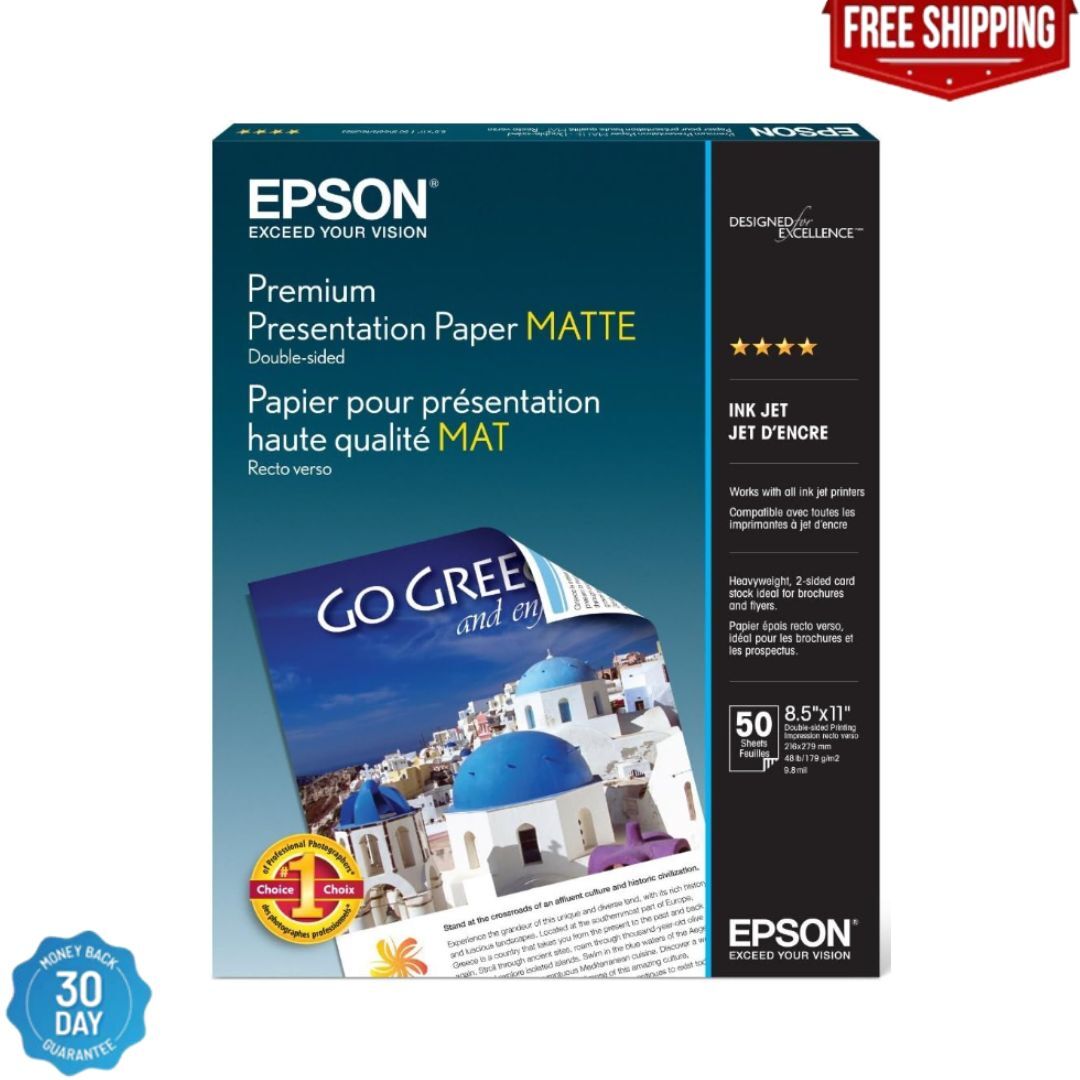 Epson Premium Presentation Paper MATTE (8.5×11 Inches, Double-sided, 50 Sheets)