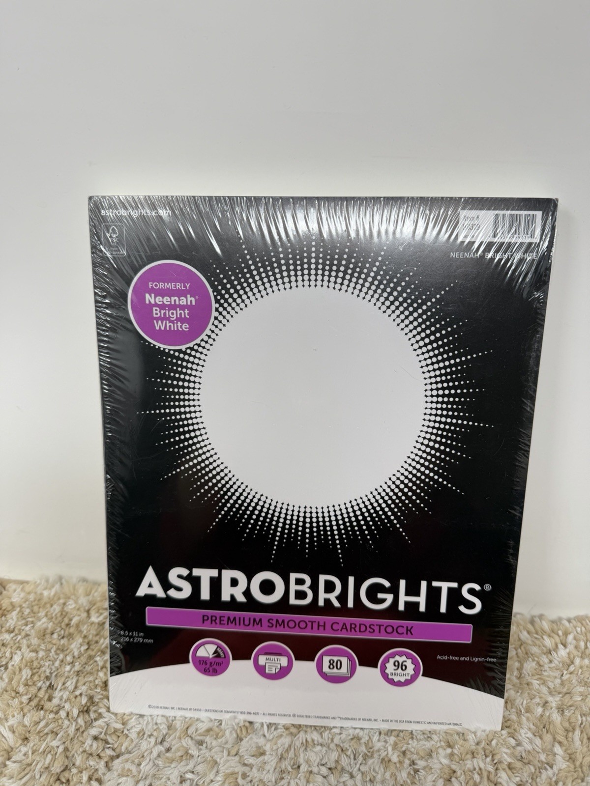 Astrobrights Neenah White 8.5″ x 11″ 65lb White 80 Sheets Item #99319 Sealed