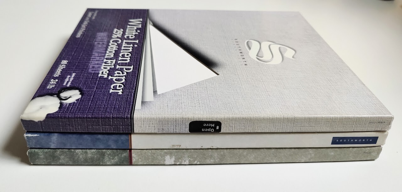Southworth Parchment & Linen Paper Lot – 3 Open Packs – Ivory Blue White 24lb