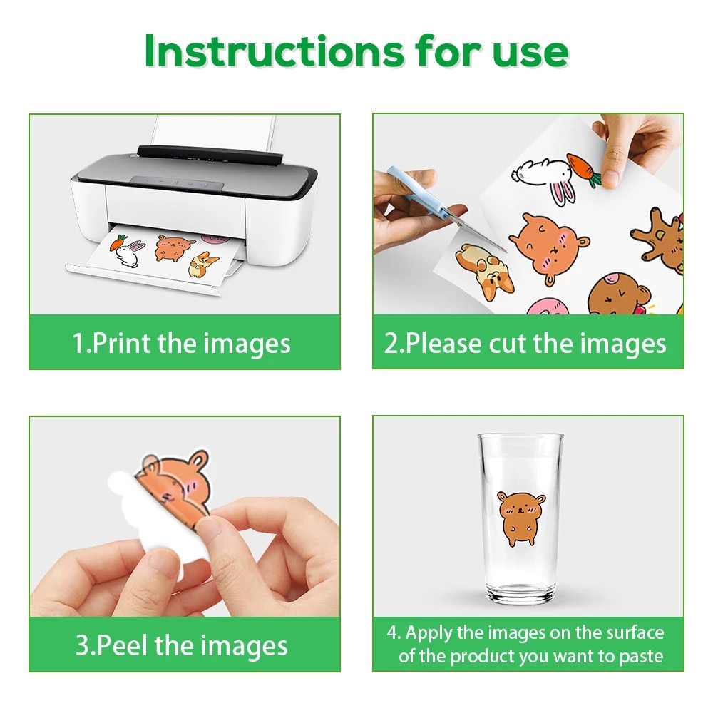 A4 Printable Vinyl Sticker Paper For Inkjet & Laser Printer Adhesive DIY Decal