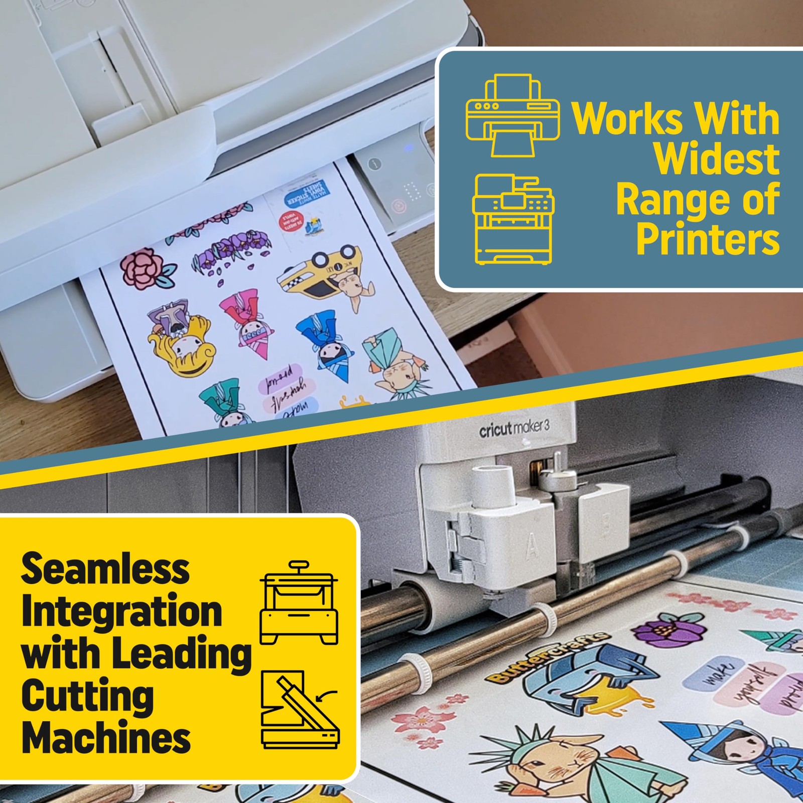 Matte Printable Vinyl Sticker Paper Waterproof 25 Sheets 8.5″x11″, Inkjet Pri…