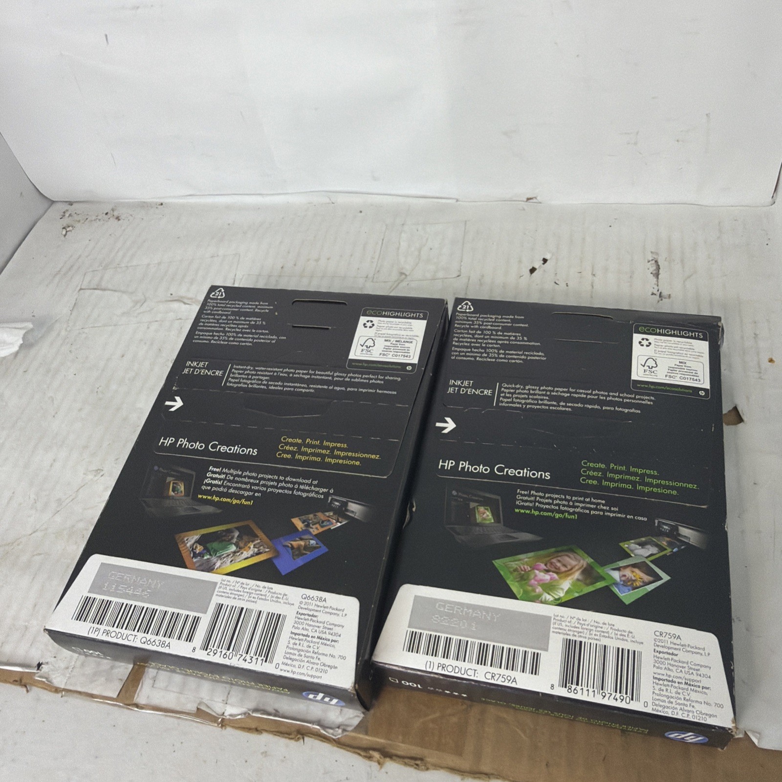 HP Advanced & Everyday Photo Paper 100 Sheets 4×6 Glossy CR759A & Q6638A Sealed