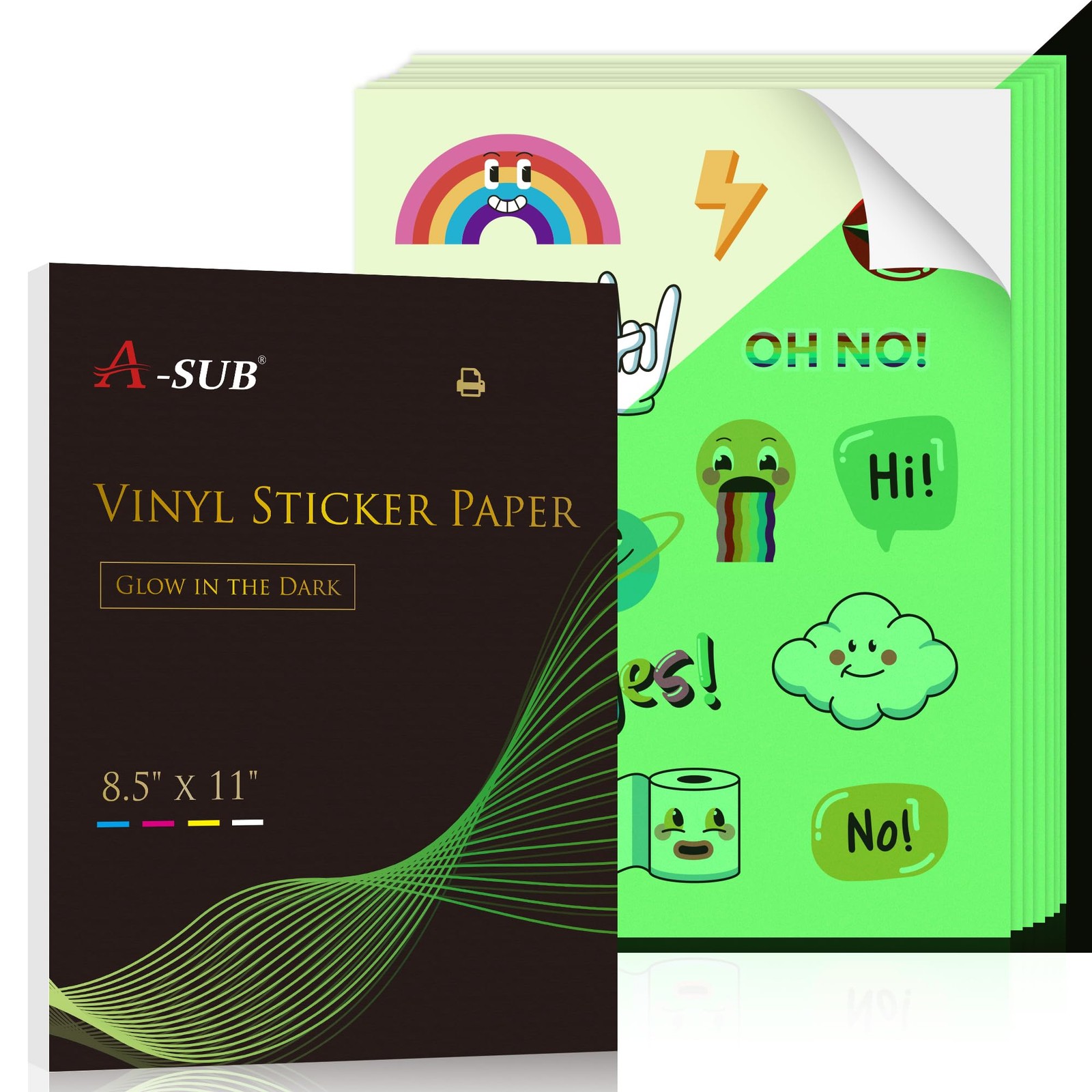 Glow in The Dark Printable Vinyl Sticker Paper for Inkjet Printers, Waterproo…