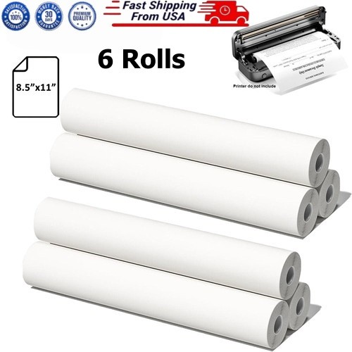 6 Rolls 8.5×11 Thermal Paper 150 Sheets Inkless for Phomemo Brother Peripage