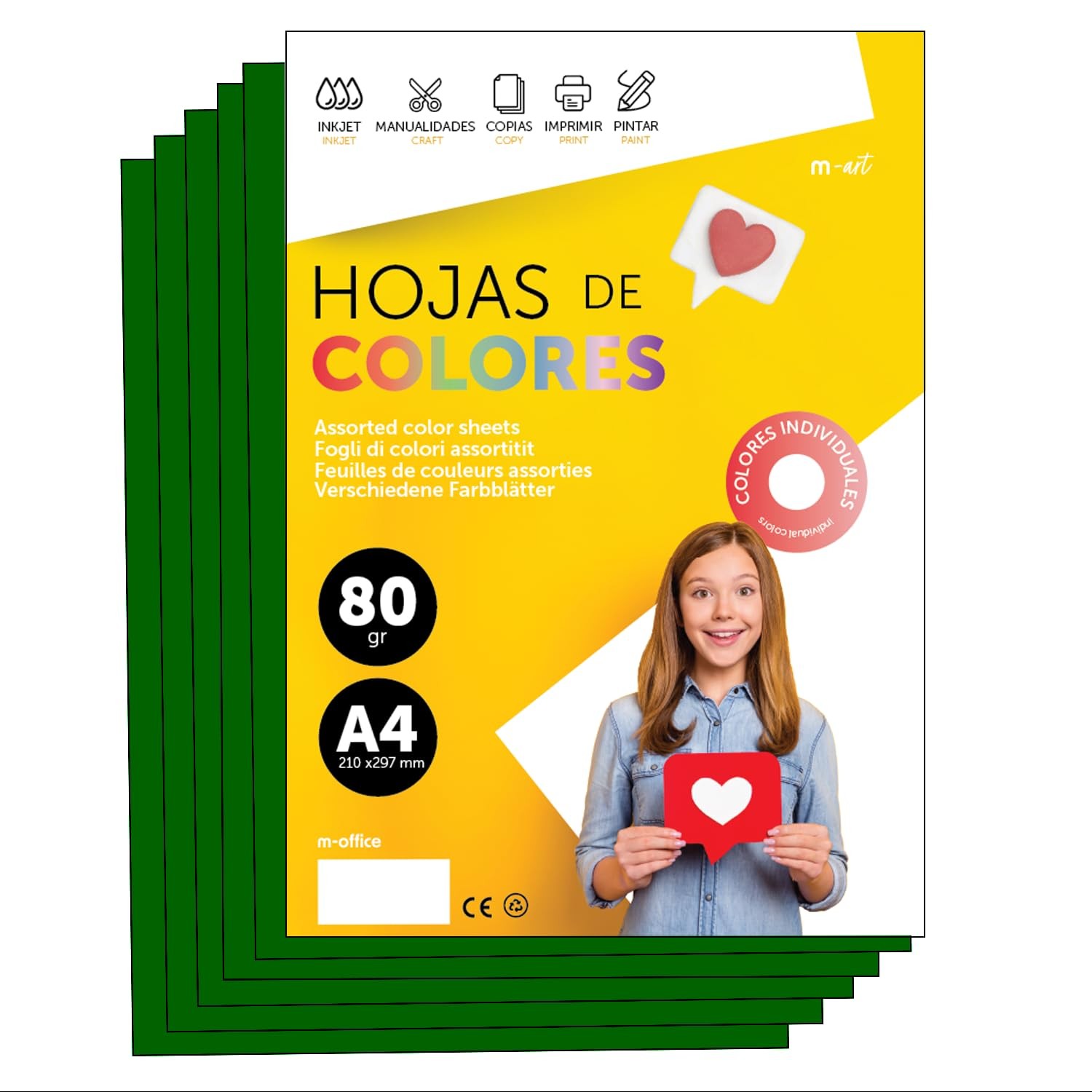 Colourful Paper A4 80g for Printers & Crafts, Coloured Sheets for Kids, Creat…