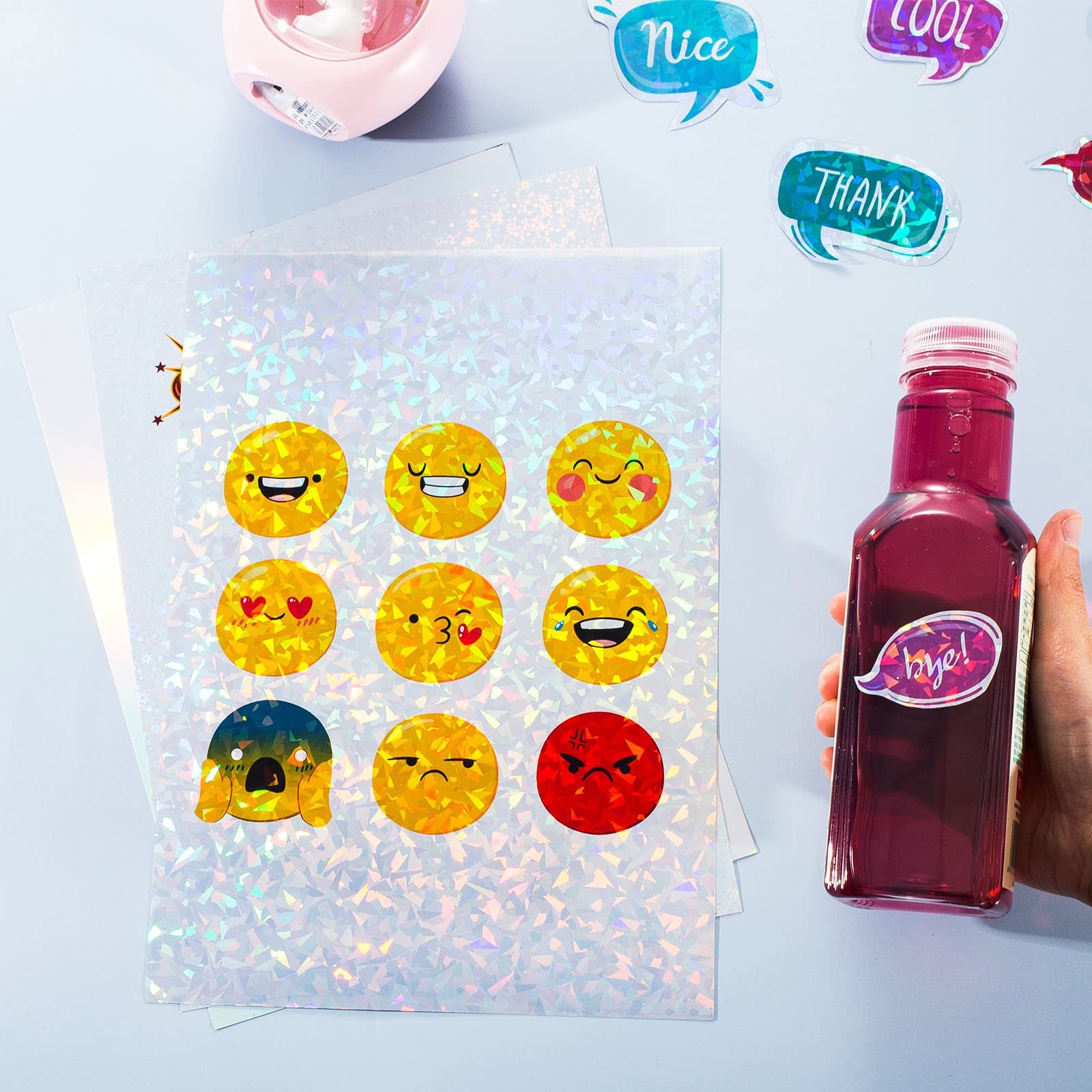 Nihuecne 24 Sheets Vinyl Printable Sticker Paper A4 Size (8.25″ x 11.7″) Holo…