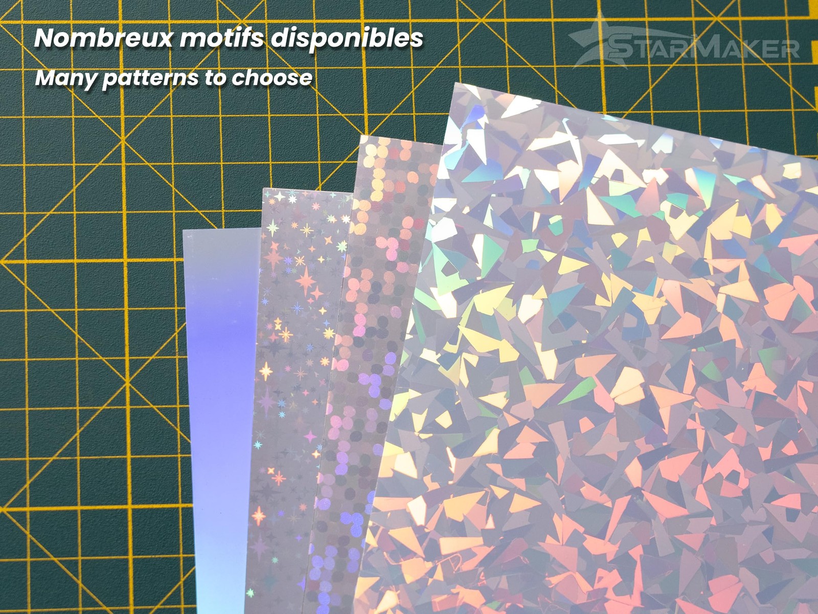 A4 x 10 Sheets Self Adhesive Vinyl Wrap Holographic Vinyl with Plastic Li…
