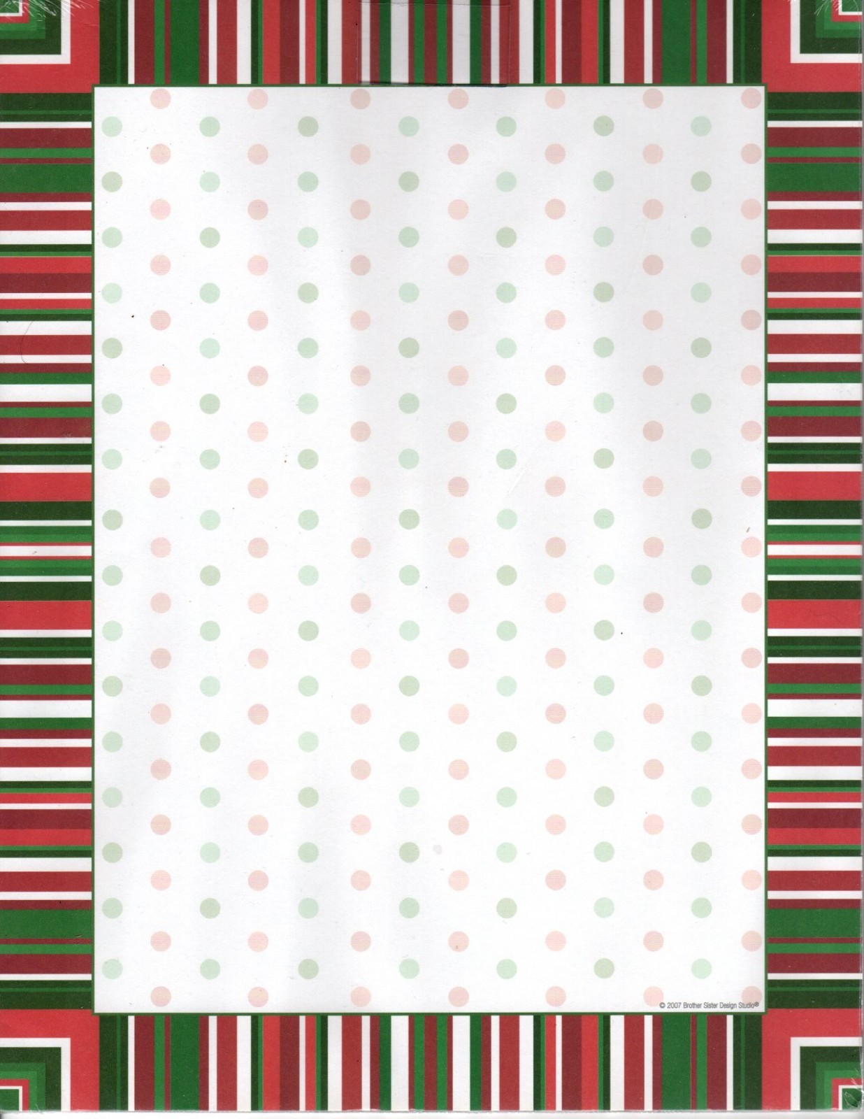 Merry Christmas Red Green Stripes & Polka Dots Computer Paper – 25 Sheets – New