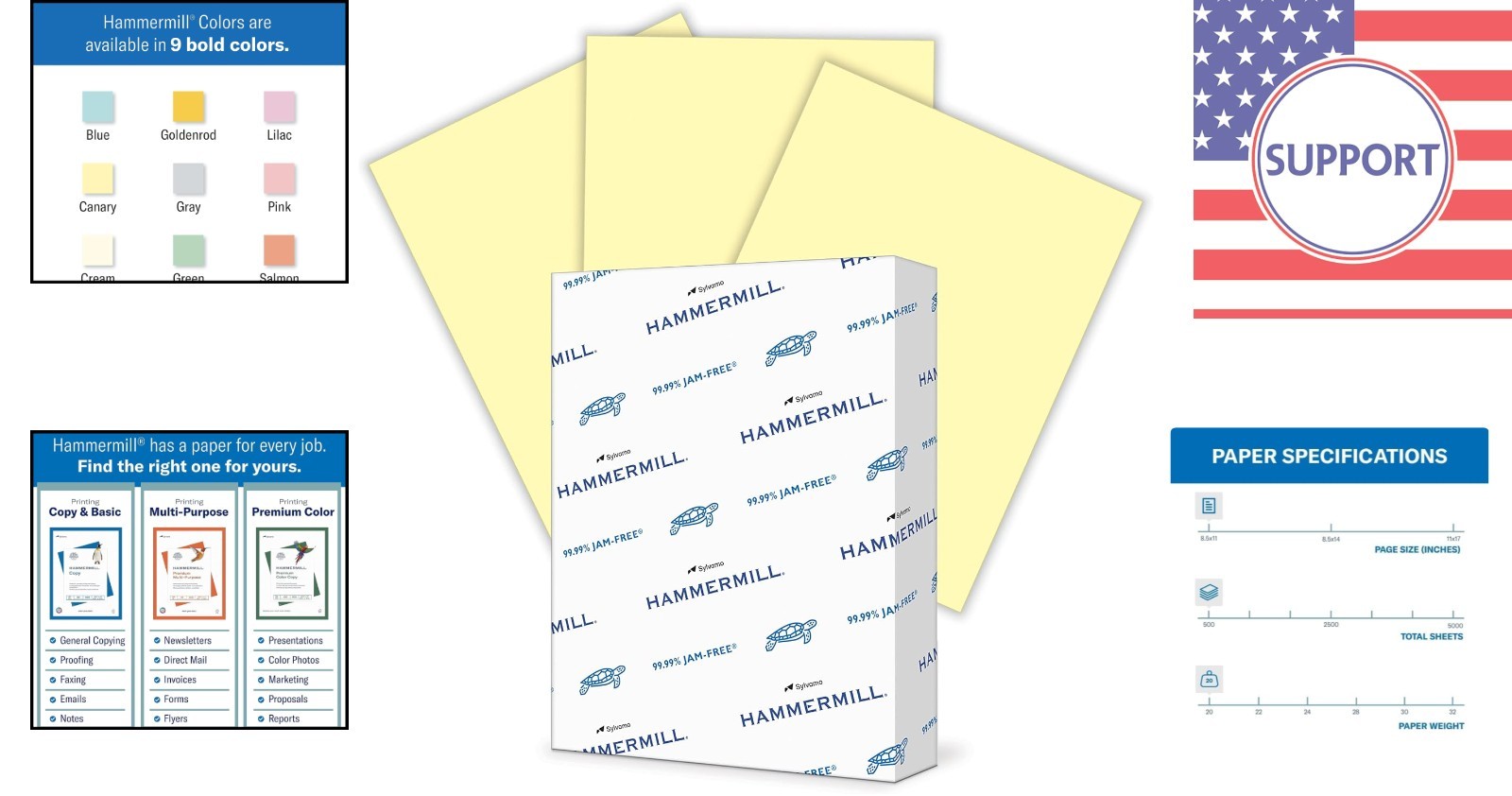 High-Quality 20 lb Canary Yellow Color Paper – 500 Sheet Ream for Home/Office