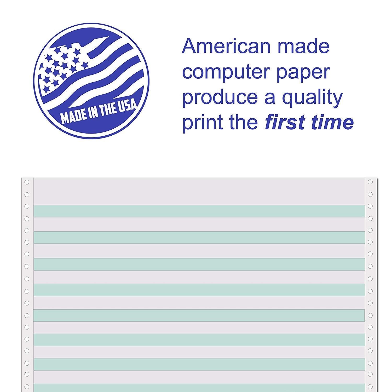 Alliance Continuous Computer Paper 14-7/8″ x 11″ with 1/2″ Green Bar 1