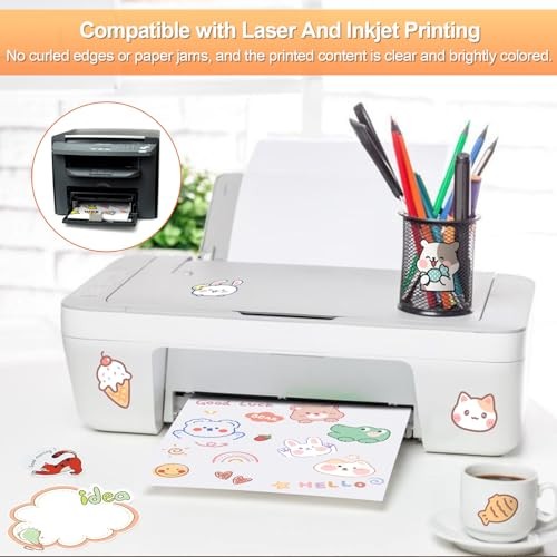 Printable Sticker Paper for Inkjet Printer, 40 Sheets 8.5″x11” Matte Sticker