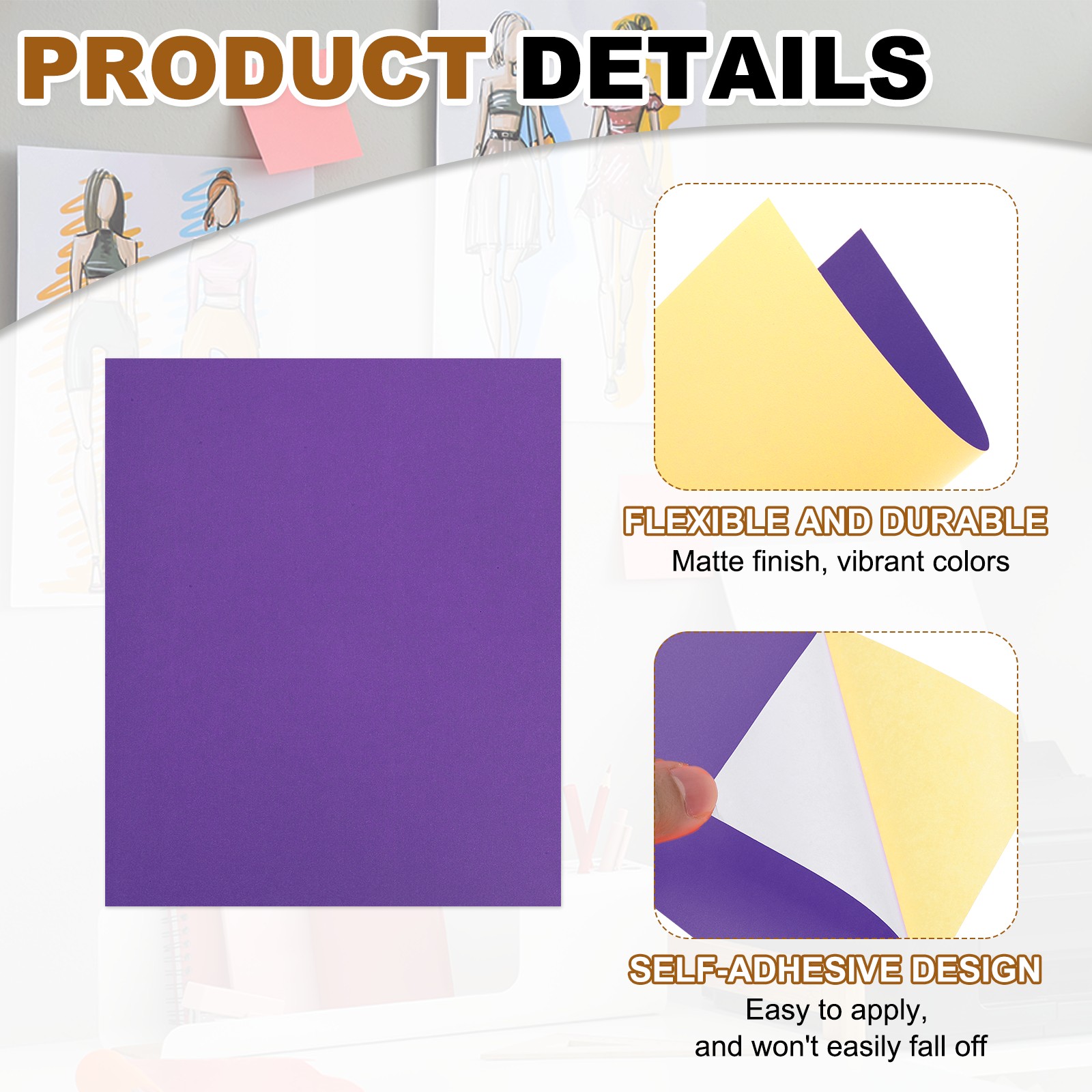 15 Sheets Printable Self Adhesive Sticker Paper for Laser Printer, Purple