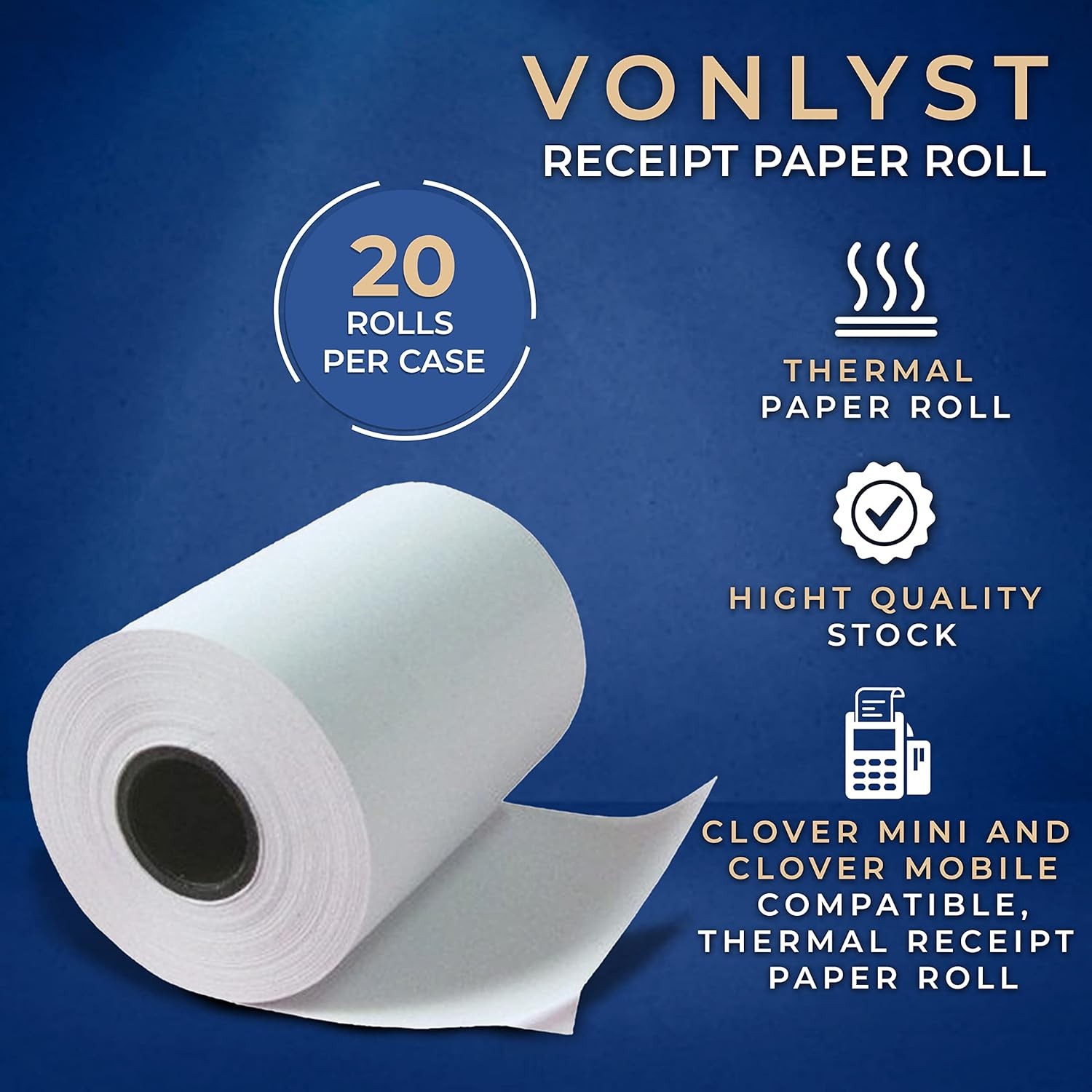 Receipt Paper for Clover Mini and Mobile Thermal 20 rolls, White