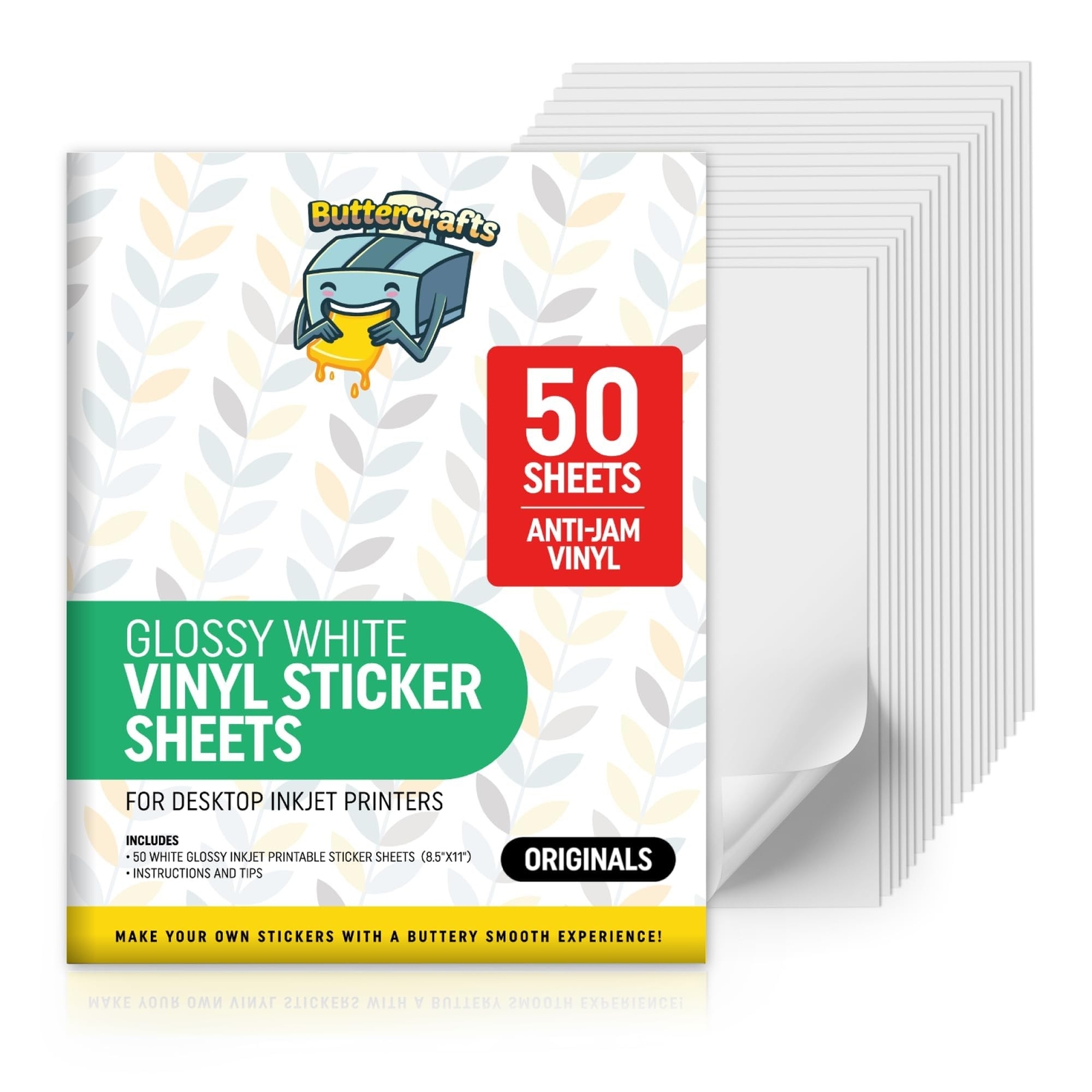 Printable Vinyl – Sticker Paper for Inkjet Printer (50 Sheets, 8.5″ x 11″, An…