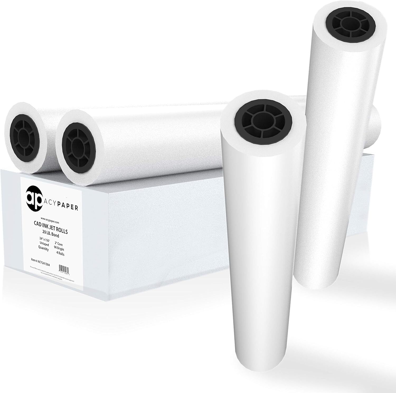 Rollos De Papel Plotter Blanco 24X150 20Lb 80Gsm Brillante Para Impresoras Gr…