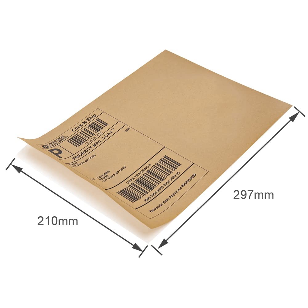 Adhesive Kraft Paper Labels, A4, 1 Per Sheet, 210 x 297mm, Self Adhesive…