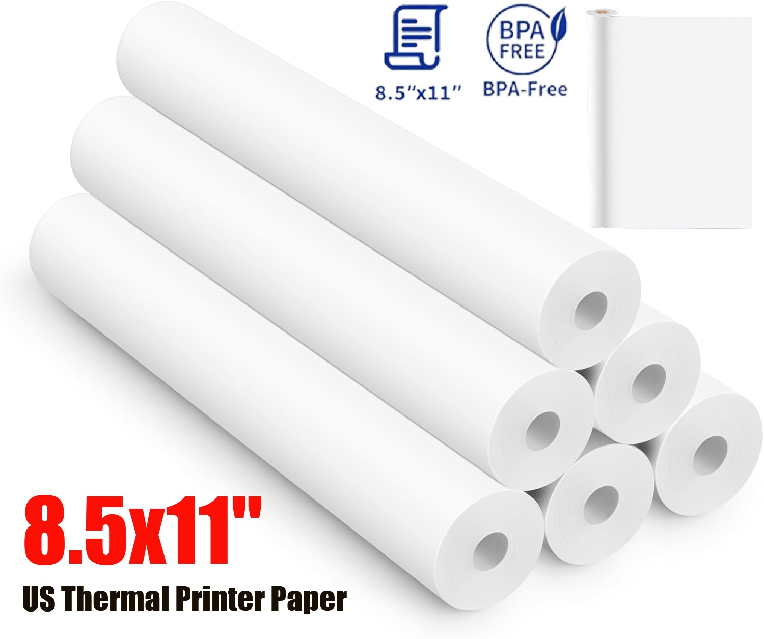 2Rolls US Letter Size 8.5″x11″ Thermal Printer Paper Quick-Dry lot for M08F M832