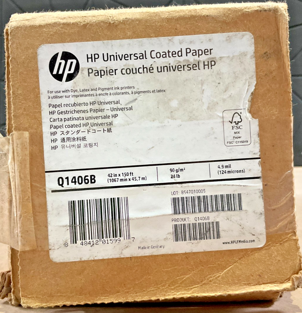 HP DesignJet Universal Coated Paper Roll 42″ x 150′ Q1406B ✅❤️️✅❤️ BRAND NEW!
