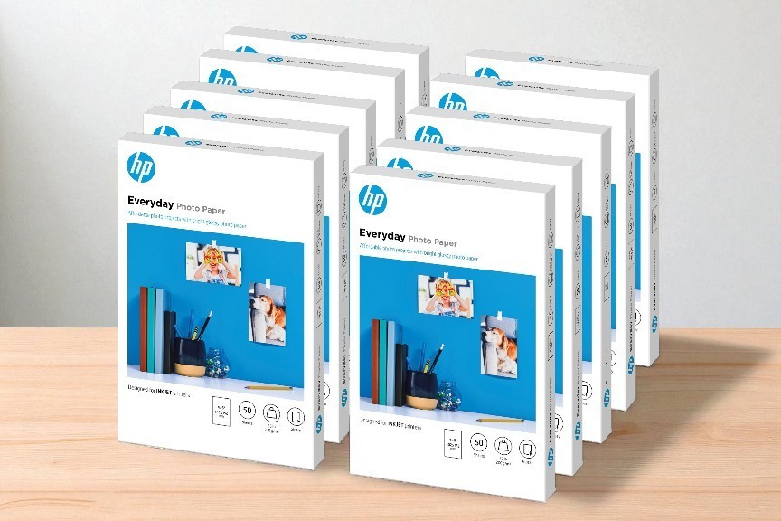 HP Everyday Photo Paper, Glossy, 52 lb, 4 x 6 in., 50-Sheets (10-pack), CR758A