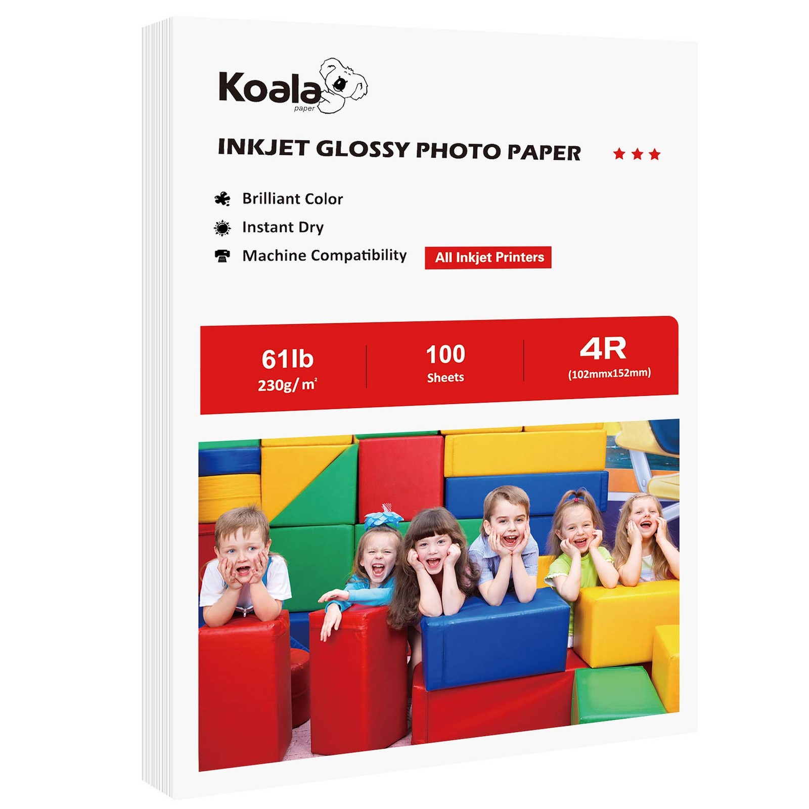 Koala Heavyweight Photo Paper High Glossy 4×6 Inch 100 Sheets 61LB Inkjet