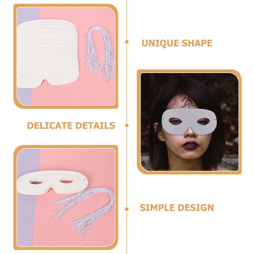 40Pcs Reusable Blank White Paper Masks for DIY Masquerade Party Crafts